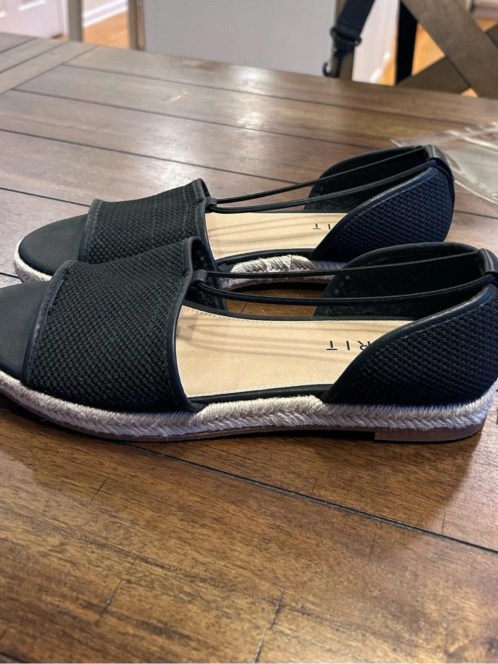 Esprit Sandals Size 9.5 Flat Espadrille Open toe Black